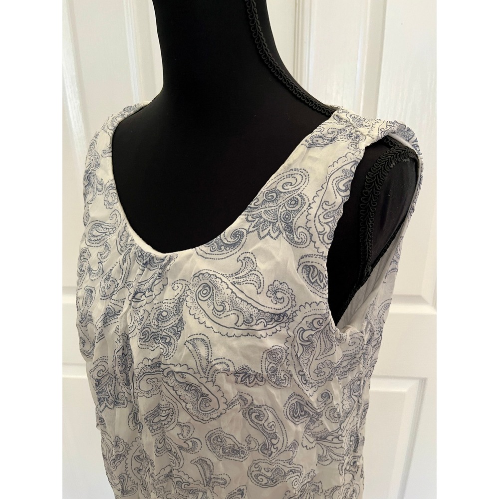 Tendenze Italy Silk Blue Paisley Layered Tunic Dress Lace Hem Lagenlook M
